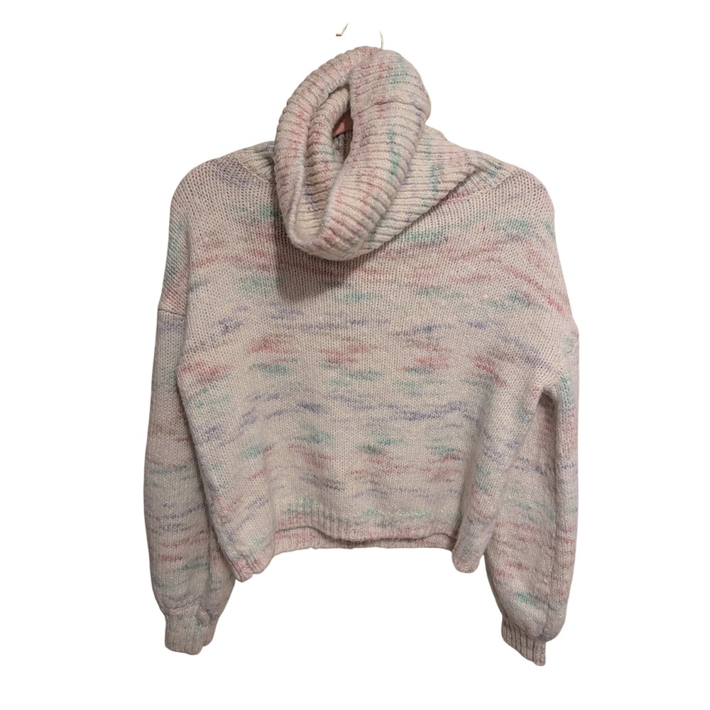 Lulus Trendy Cutie Ivory Multi Marled Turtleneck Sweater Pastel XS Classic